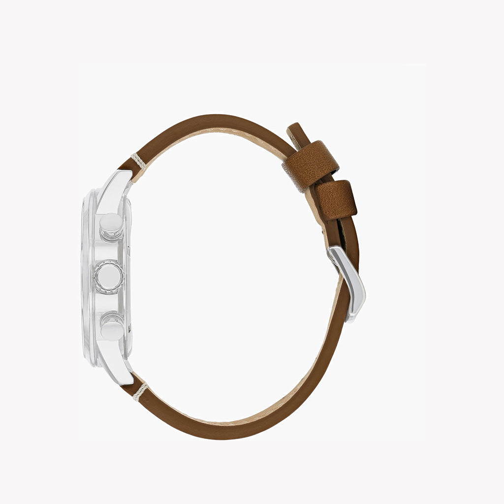 CITIZEN CA0618-18X - DYNAMIC ELEGANCE: Men's Eco-Drive Chronograph Watch in Silver & Brown Leather-i-Watch-3