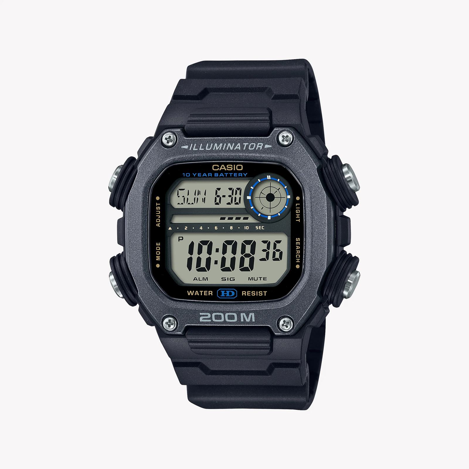 CASIO DW-291HX-1AVDF BOLD ADVENTURE - MEN'S DIGITAL WATCH WITH BLACK RESIN BAND & 20 ATM WATER RESISTANCE