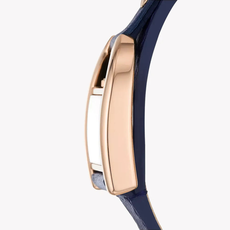 Fossil Women's Rose Gold Watch, Blue Leather Strap | Es5266 by i-watch
