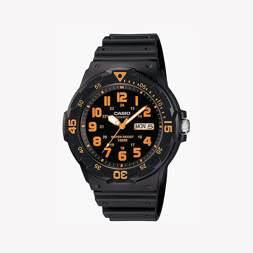 CASIO MRW-200H-4BVDF - BOLD PERFORMANCE MEN'S SPORT WATCH WITH BLACK RESIN BAND AND ORANGE DIAL