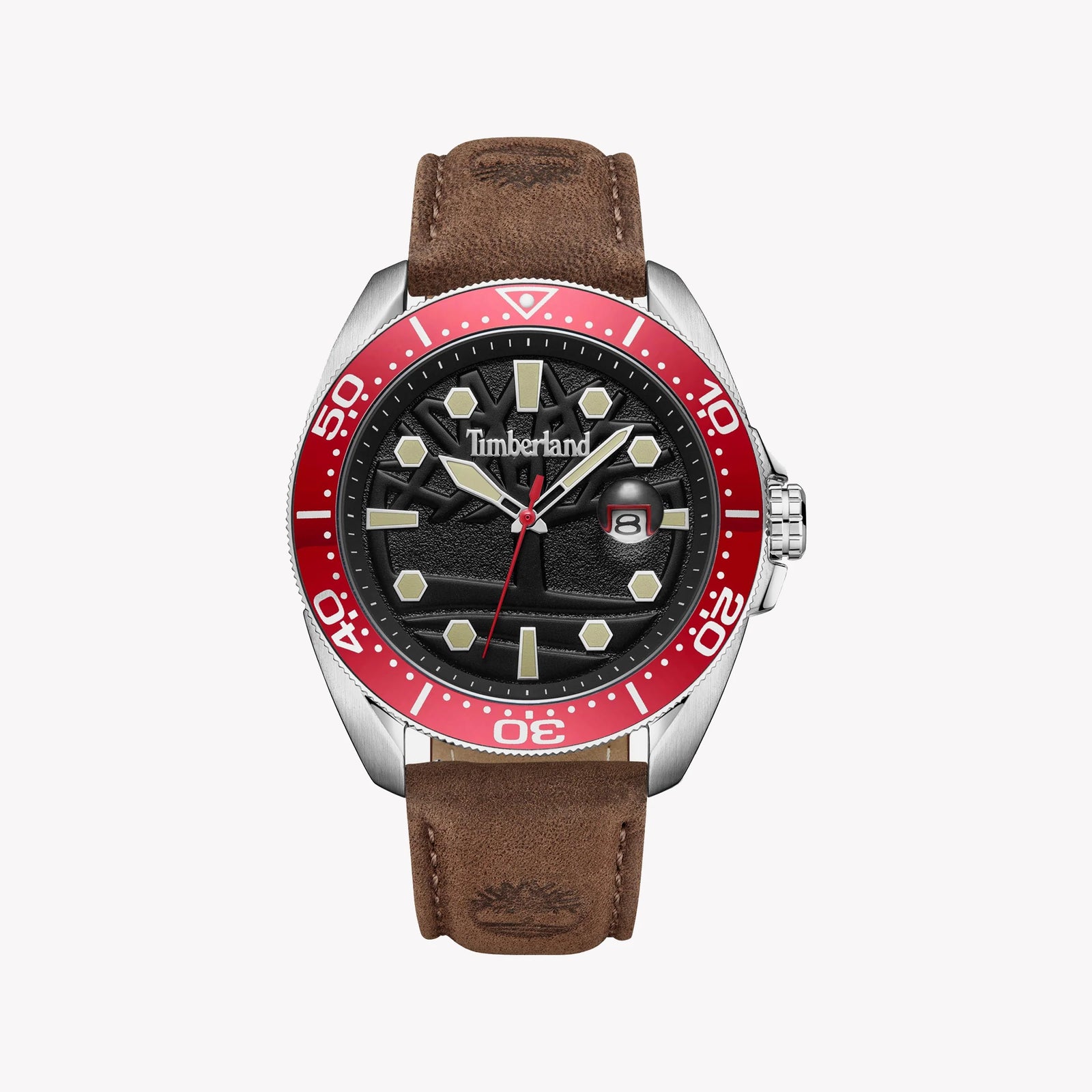 Timberland Men's Silver & Brown Leather Watch, Black Dial | Tdwgb2230602 by i-watch