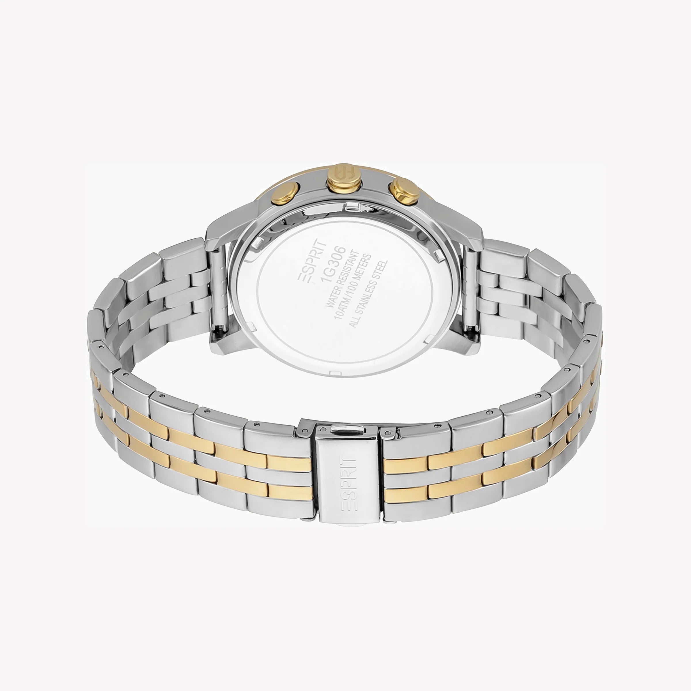 ESPRIT ELEGANT TIMEPIECE - MEN'S SILVER & GOLD STAINLESS STEEL WATCH WITH BLACK DIAL-i-Watch-3