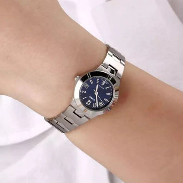 Timeless Elegance Women's Silver Watch, Blue Dial | Ltp-1241d-2a2df by i-watch