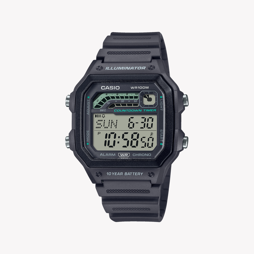 CASIO WS-1600H-8AVDF - BOLD SPORTY STYLE MEN'S DIGITAL WATCH with Sleek Black Design and Adventure-Ready Features