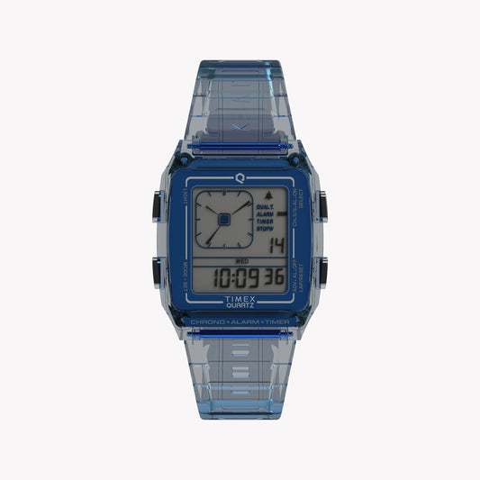 Montre unisexe Timex Q LCA bleu transparent TW2W45100