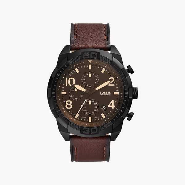 Fossil Men's Black Stainless Steel Watch, Brown Leather | Fs5875 by i-watch