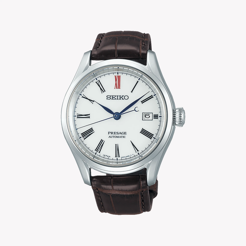 Seiko Men's Silver Stainless Steel, Brown Leather | Spb095j1 by i-watch