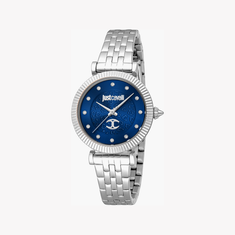 JUST CAVALLI JC1L266M0015 - STUNNING BLUE DIAL ON ELEGANT STAINLESS STEEL WOMEN'S WATCH