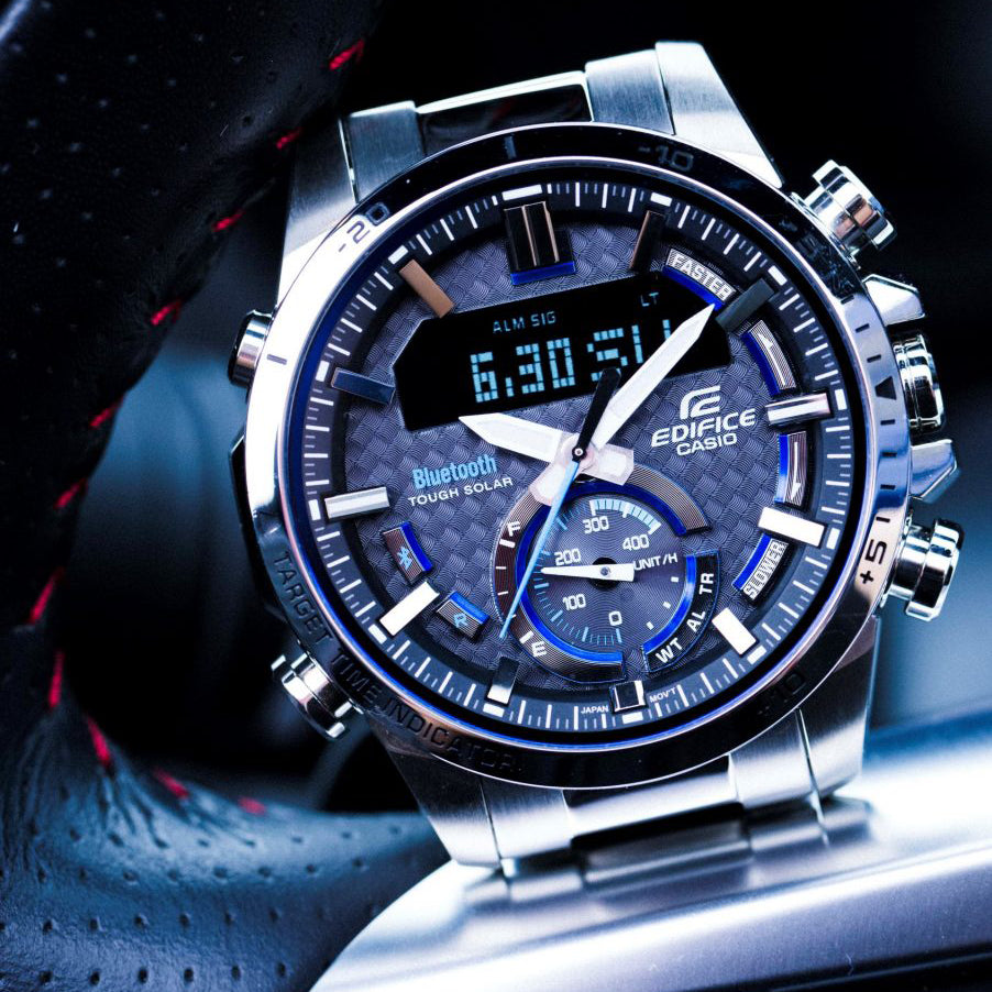 CASIO EDIFICE ECB-800D-1ADR - SPORTY ELEGANCE FOR THE MODERN ADVENTURER Men's Watch with stainless steel band and bold black dial-i-Watch-6