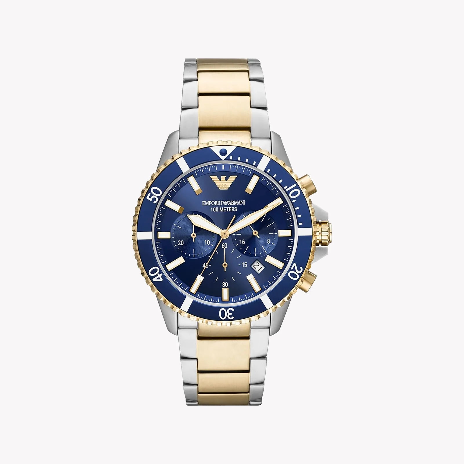 Emporio Armani Men's Silver/Gold Watch, Blue Dial | Ar11362 by i-watch