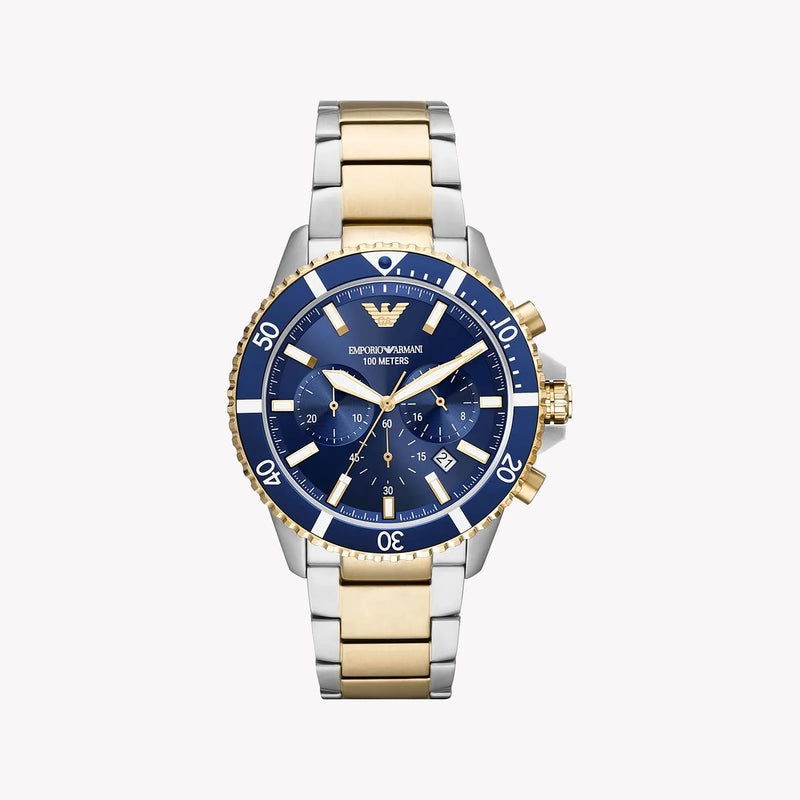 Emporio Armani Men's Silver/Gold Watch, Blue Dial | Ar11362 by i-watch