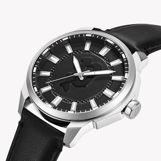 Police Men's Silver Stainless Steel, Black Leather | Pewja2204308 by i-watch