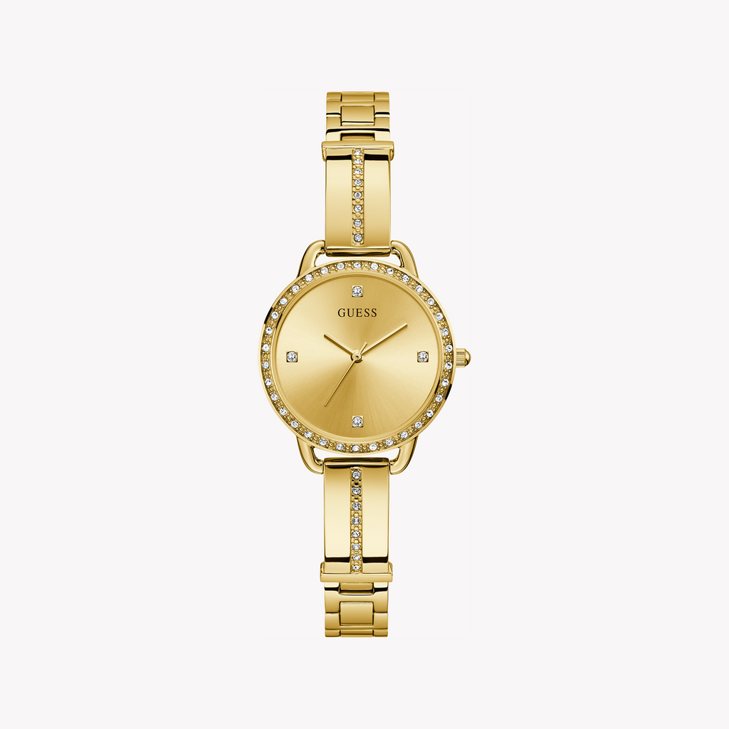 GUESS GW0022L2 - RADIANT GOLD GLAMOUR - Women's Chic Watch with Champagne Dial & Stainless Steel Band