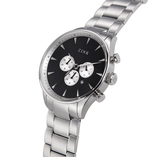 Zink Zk127g2ss-26 Elegance Series - Modern Men's Stainless Steel Timepiece With Black Dial by i-watch