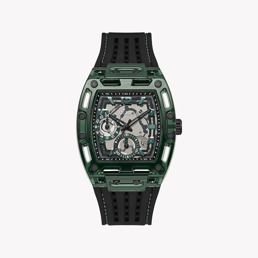 GUESS GW0499G7 BOLD SOPHISTICATION - MEN'S BLACK & GREEN TIMEPIECE 5 ATM WATER RESISTANT