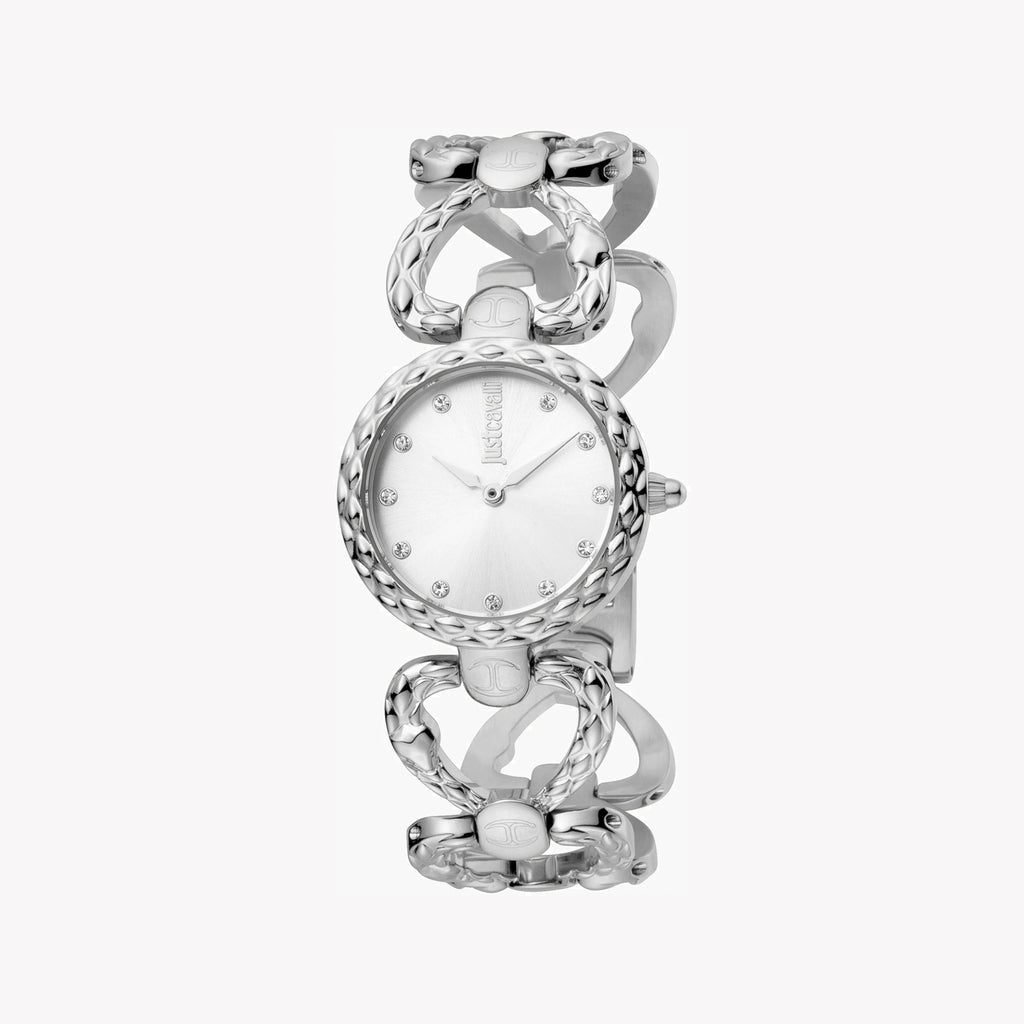 JUST CAVALLI Women's Watch with Silver Stainless Steel Case and Silver Stainless Steel Band