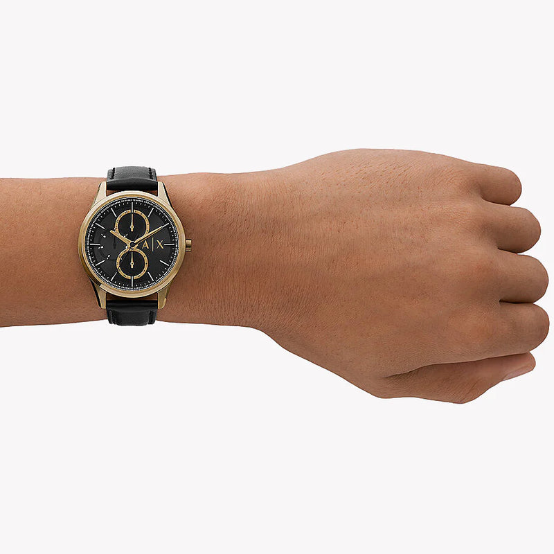 Armani Exchange Men's Gold Stainless Steel, Black Leather | Ax1869 by i-watch