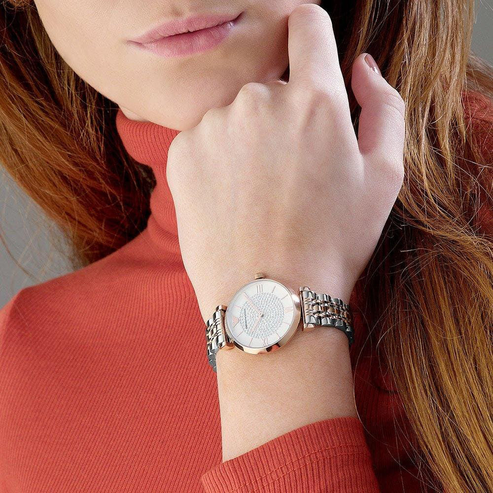 Emporio Armani Women's Rose Gold Watch, White Dial | Ar1926 by i-watch
