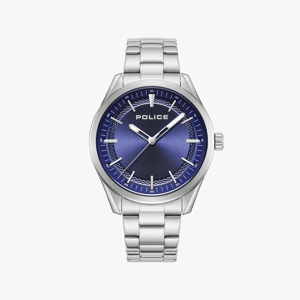 POLICE PEWJG0018203 ELEGANTLY RUGGED - MEN'S TIMEPIECE WITH STYLISH BLUE DIAL & SILVER BAND