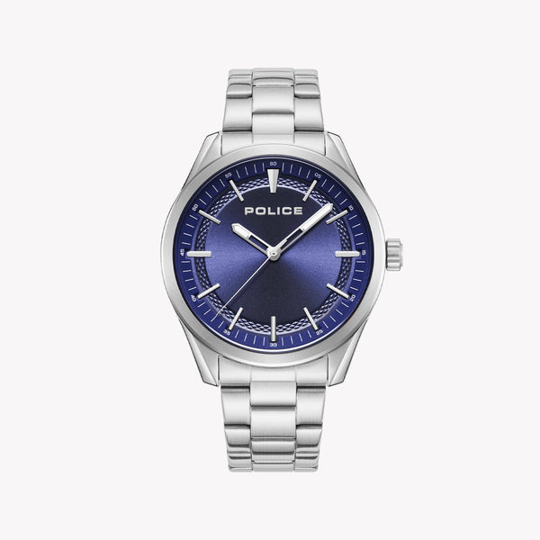 Police Men's Silver Stainless Steel Watch, Blue Dial | Pewjg0018203 by i-watch