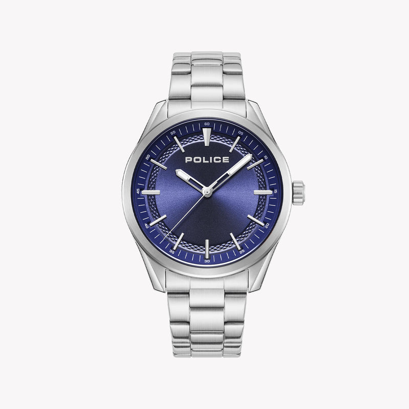 Police Men's Silver Stainless Steel Watch, Blue Dial | Pewjg0018203 by i-watch