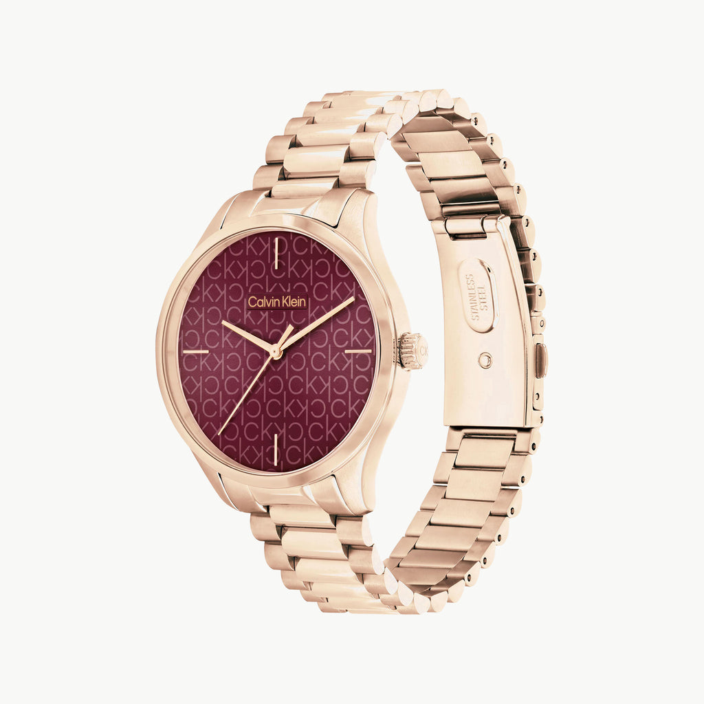 CK CALVIN KLEIN NEW COLLECTION - BOLD RED DIAL GOLD STAINLESS STEEL WOMEN'S WATCH-i-Watch-2