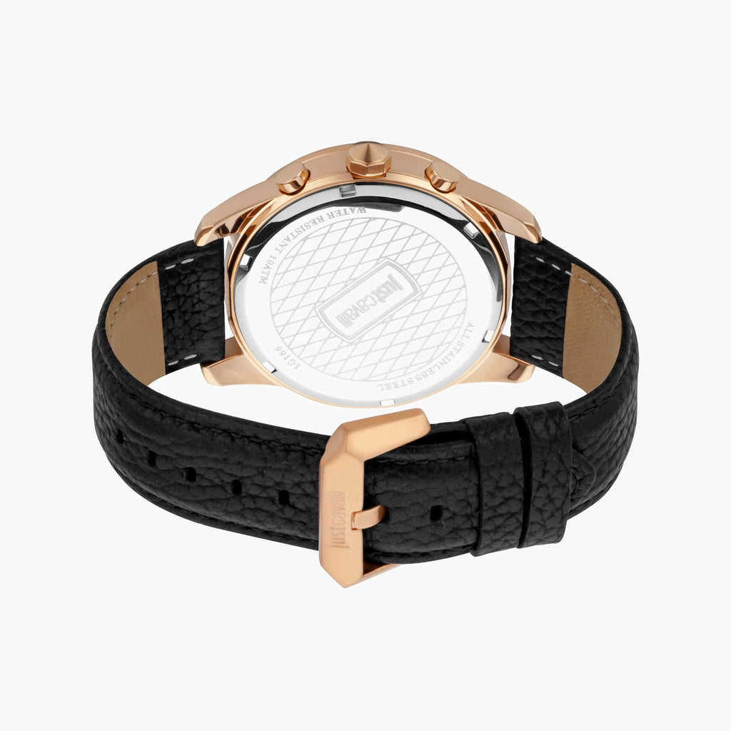JUST CAVALLI JC1G166L0025 MEN'S ELEGANT BLACK DIAL ROSE GOLD STAINLESS STEEL WATCH-i-Watch-3