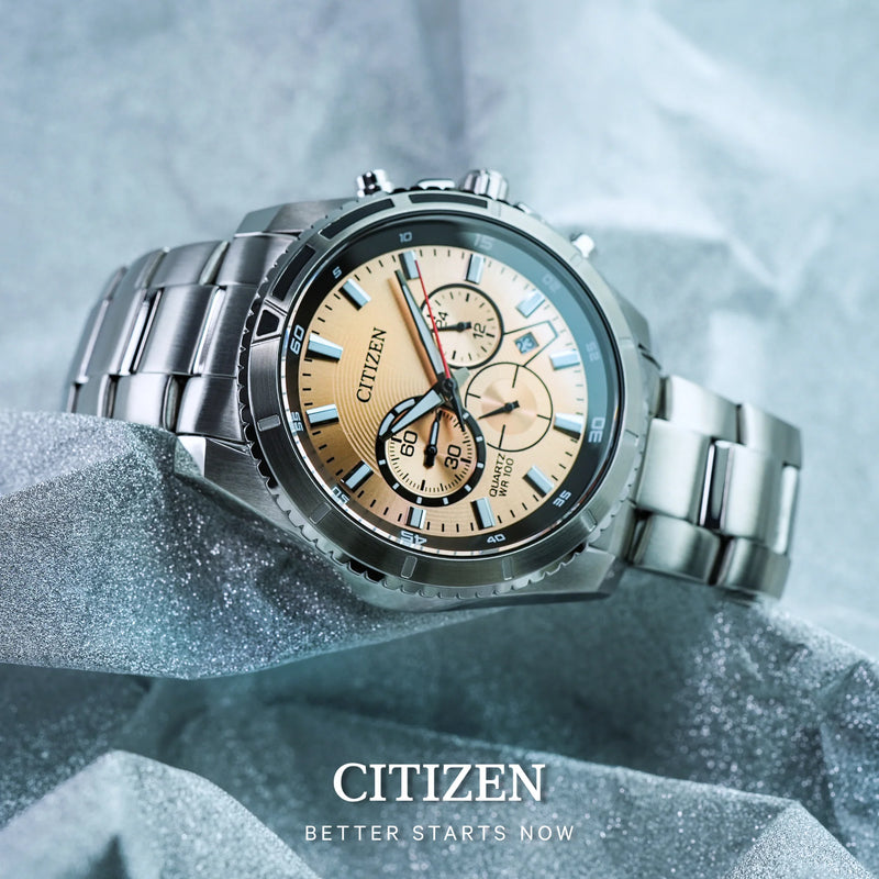 Citizen Men's Silver Stainless Steel Watch, Peach Dial | An8200-50x by i-watch