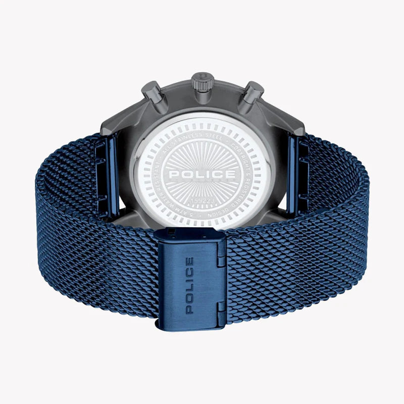 Police Men's Silver Stainless Steel, Blue Dial | P15922jsu03mmbl by i-watch