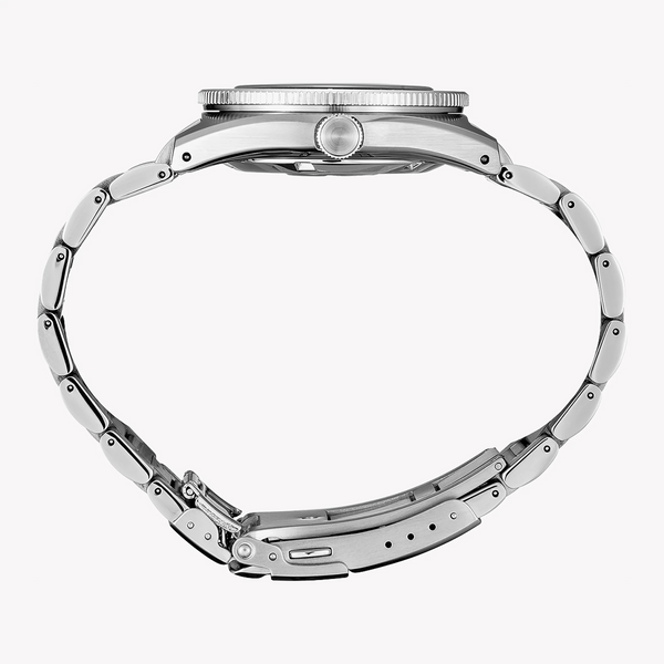 Seiko Men's Black Stainless Steel Watch, Silver Band | Spb143j1