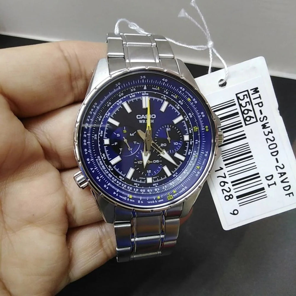 Casio Mtp-Sw320d-2avdf Sporty Elegance - Men's Stainless Steel Timepiece With Blue Dial by i-watch