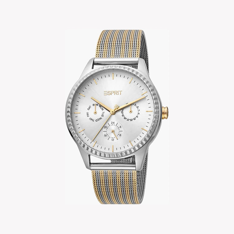 ESPRIT Women's Watch with Silver Stainless Steel Case and Silver & Gold Stainless Steel Band