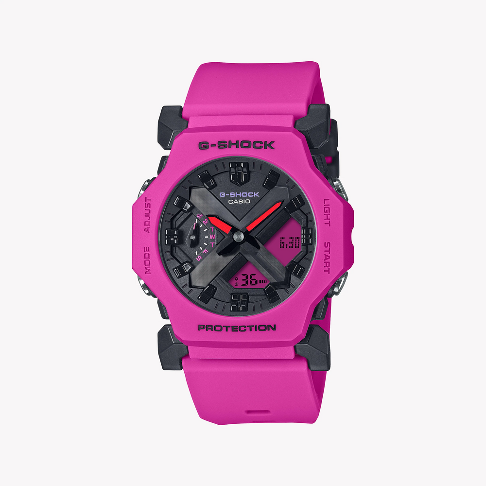 Casio Unisex Pink Resin Watch, Black Dial | Ga-2300-4aer by i-watch