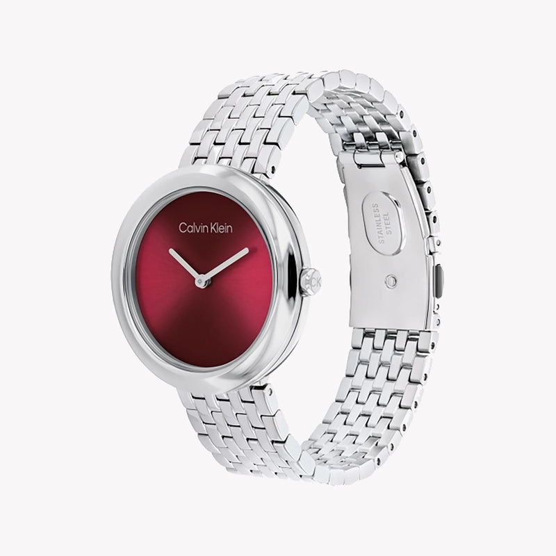 Ck Calvin Klein Women's Silver Watch, Red Dial | 25100064 by i-watch