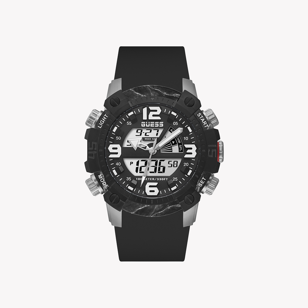GUESS GW0421G1 BOLD STATEMENT - MEN'S SILVER & BLACK TIMEPIECE WITH ACTIVE LIFESTYLE DURABILITY