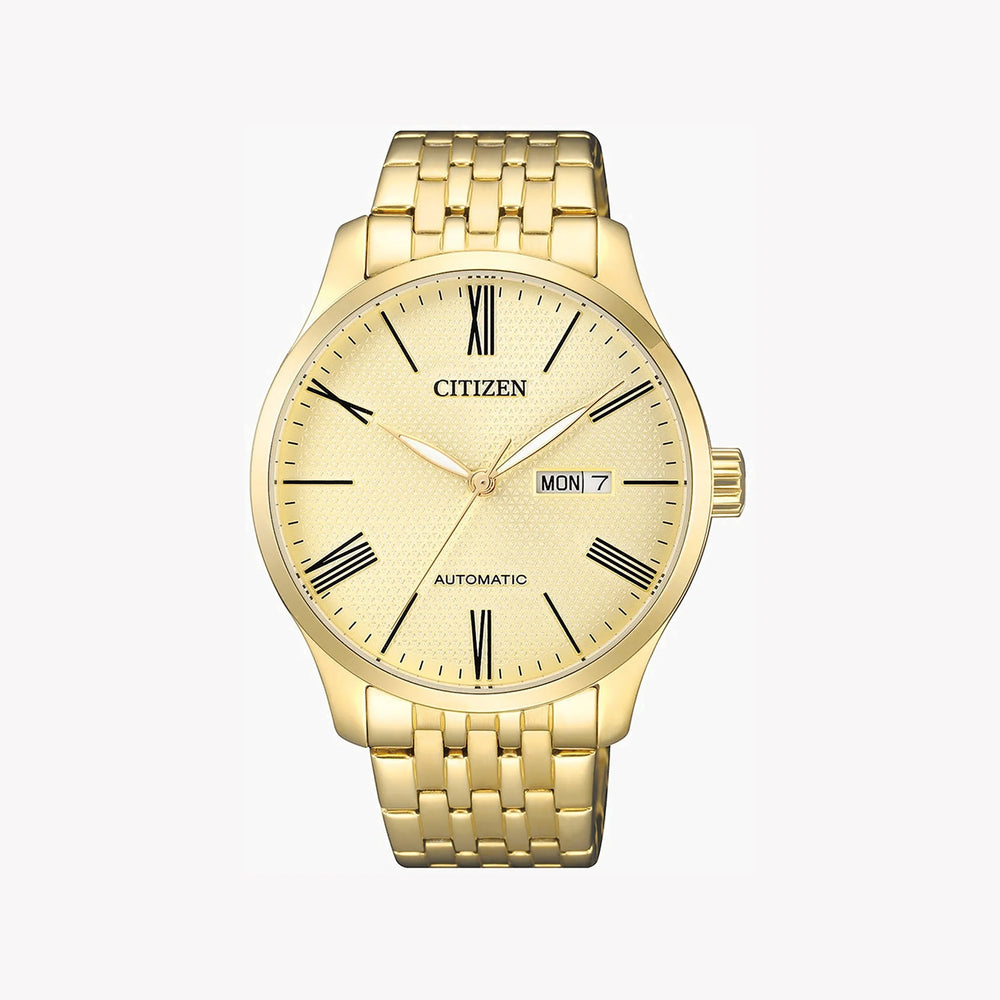 Citizen Nh8352-53p - Golden Elegance Automatic Men's Watch With Champagne Dial & Day-Date Function by i-watch