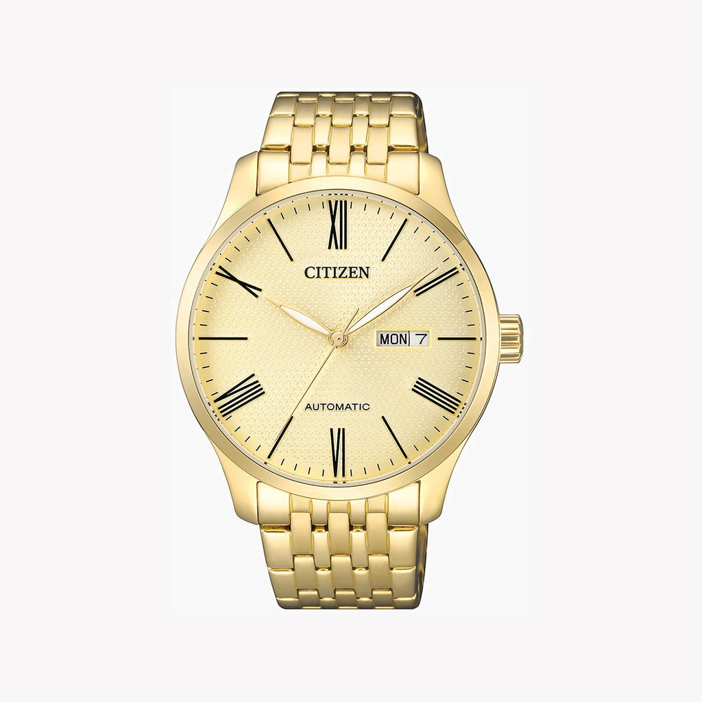 CITIZEN NH8352-53P - GOLDEN ELEGANCE AUTOMATIC MEN'S WATCH with Champagne Dial & Day-Date Function