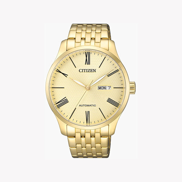 Citizen Nh8352-53p - Golden Elegance Automatic Men's Watch With Champagne Dial & Day-Date Function by i-watch
