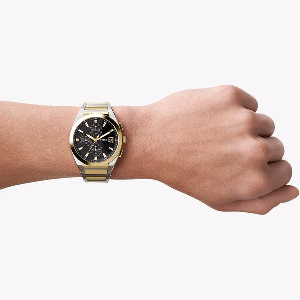Fossil Men's Silver & Gold Watch, Black Dial | Fs5879 by i-watch