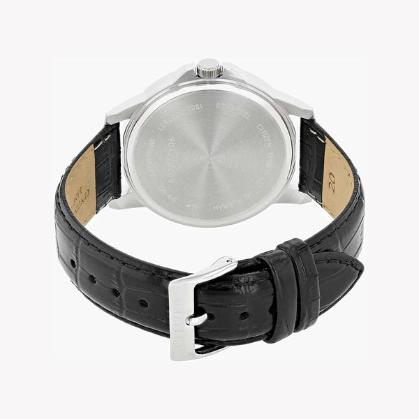 Citizen Men's Silver Stainless Steel Watch, Black Leather | Bf2011-01e by i-watch