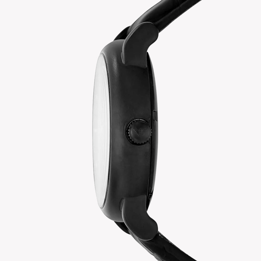 EMPORIO ARMANI AR60008 - BOLD SOPHISTICATION MEN'S WATCH WITH BLACK LEATHER BAND & STAINLESS STEEL CASE-i-Watch-2