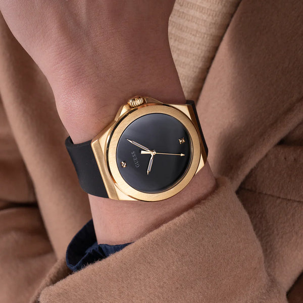 Guess Women's Gold Watch, Black Silicone Band | Gw0790g1 by i-watch