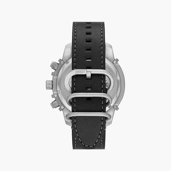 Diesel Men's Silver & Blue Watch, Black Leather Band | Dz4584 by i-watch
