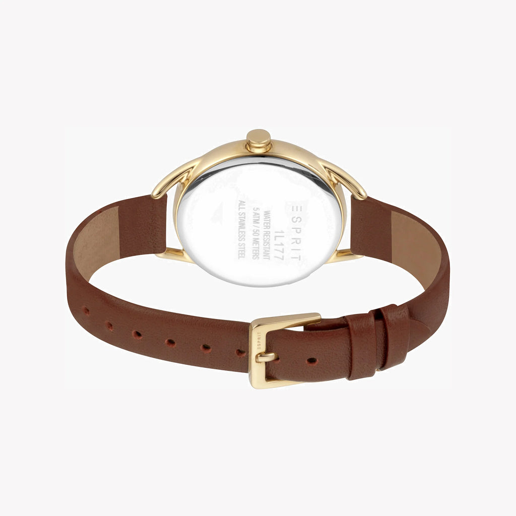ESPRIT Women's Watch with Gold Stainless Steel Case and Brown Leather Band-i-Watch-3