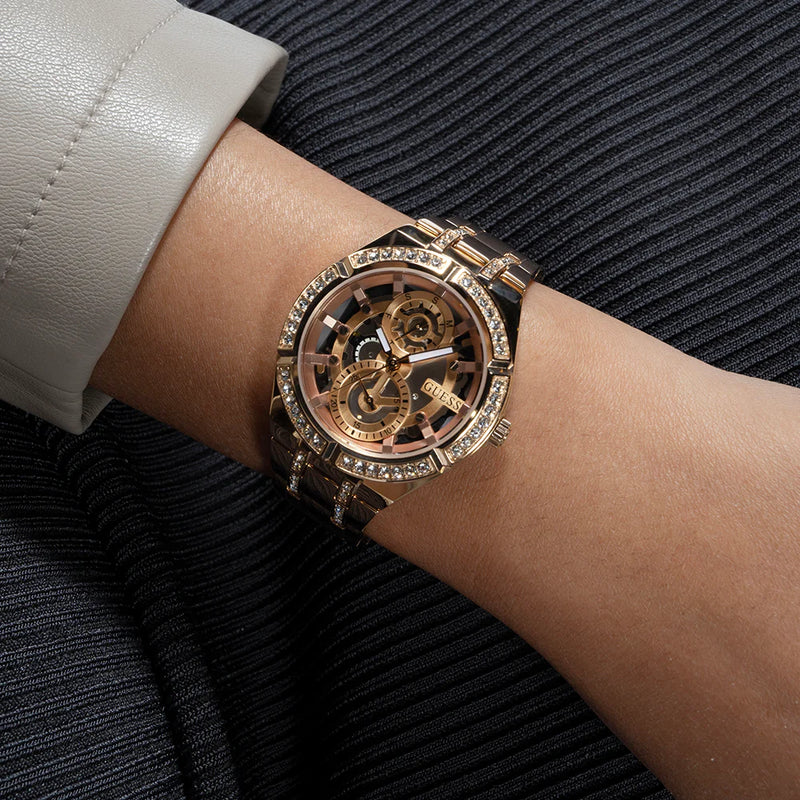 Guess Women's Rose Gold Stainless Steel Watch, Clear Dial | Gw0604l3 by i-watch