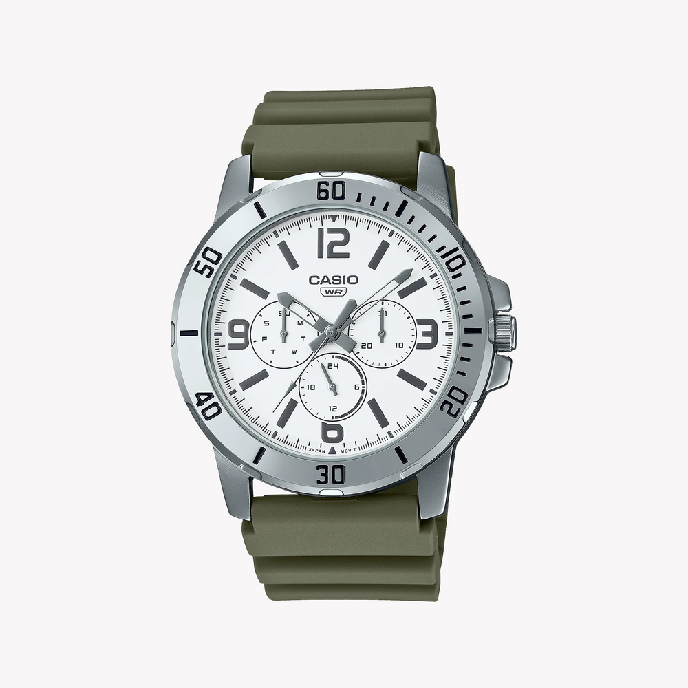 Casio Men's Green Resin Watch, Stainless Steel Case | Mtp-Vd300-3b by i-watch