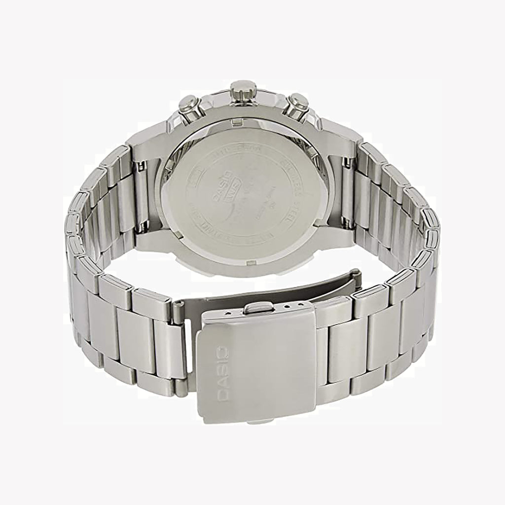 CASIO MTP-E500D-7AVDF - SPORTY ELEGANCE MEN’S WATCH WITH SLEEK SILVER BAND AND WHITE DIAL-i-Watch-2