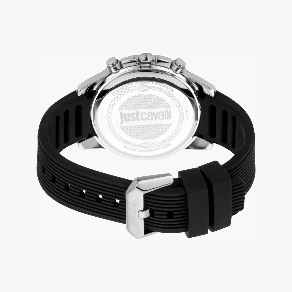 Just Cavalli Men's Black Silicone Watch, Silver Dial | Jc1g175p0015 by i-watch