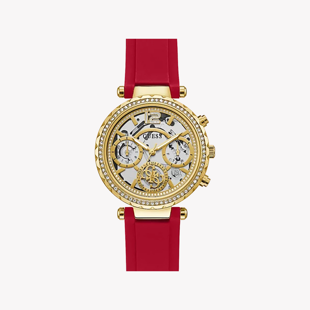 GUESS GW0484L1 CHIC CHARM - BOLD RED RUBBER BAND & GOLD STAINLESS STEEL WOMEN'S WATCH