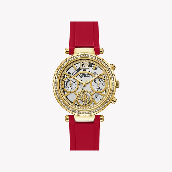 Guess Women's Red Rubber Watch, Gold Case | Gw0484l1 by i-watch
